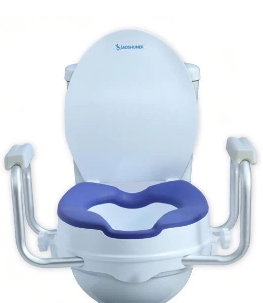 Raised Toilet Seat with Handles, Add 5 inch, Fits Round Toilet
