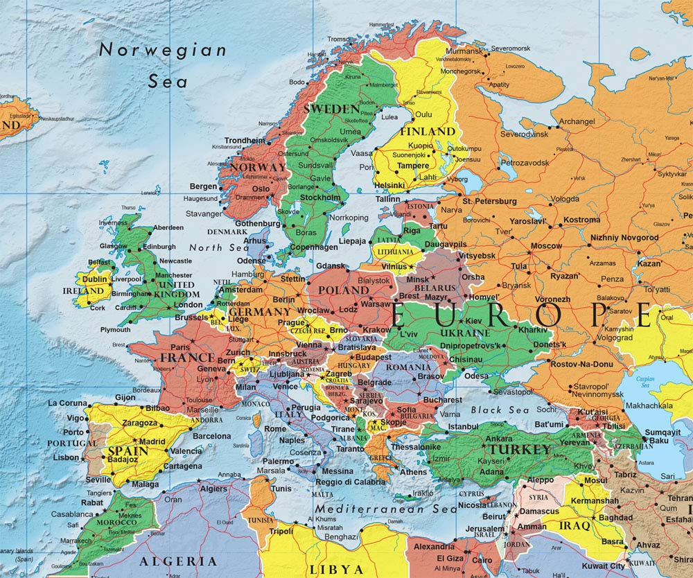 36x48 World Classic Elite Wall Map Laminated Flags of the World