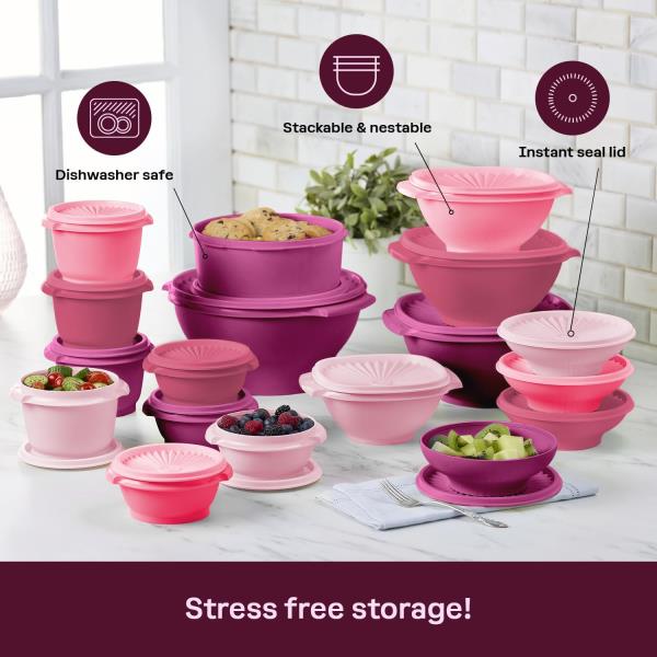 Tupperware Heritage 36-Piece Vintage Pink Set (18 Containers, 18 Lids)