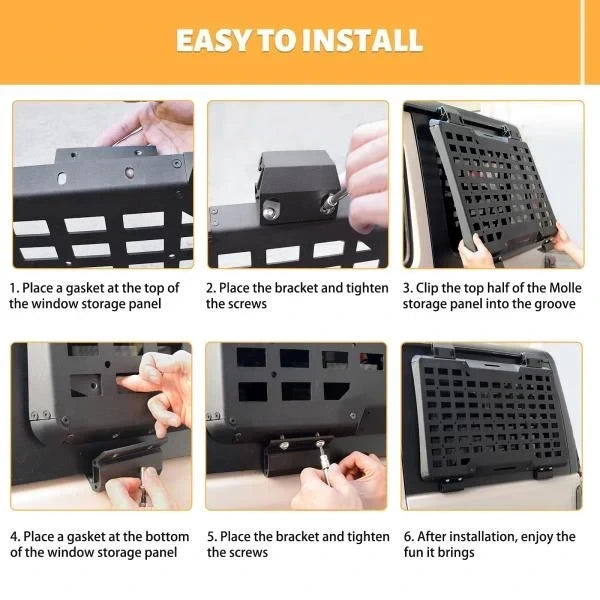 Rear Window Molle Panel Modular Storage System for 2018-2025 Jeep Wrangler JL 4 Doors Driver Side