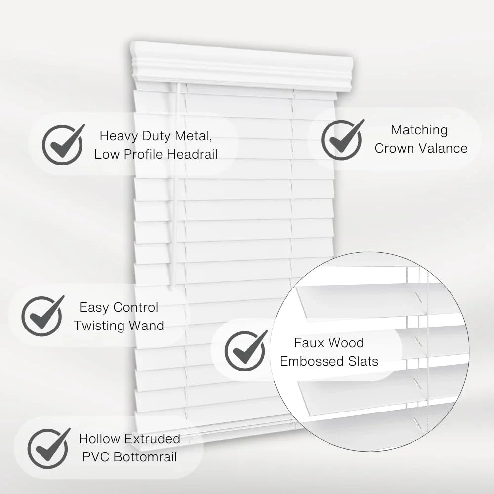 Inch Faux Wood Cordless Window Blind Embossed 33 x 64 Bright White Retail $69.00