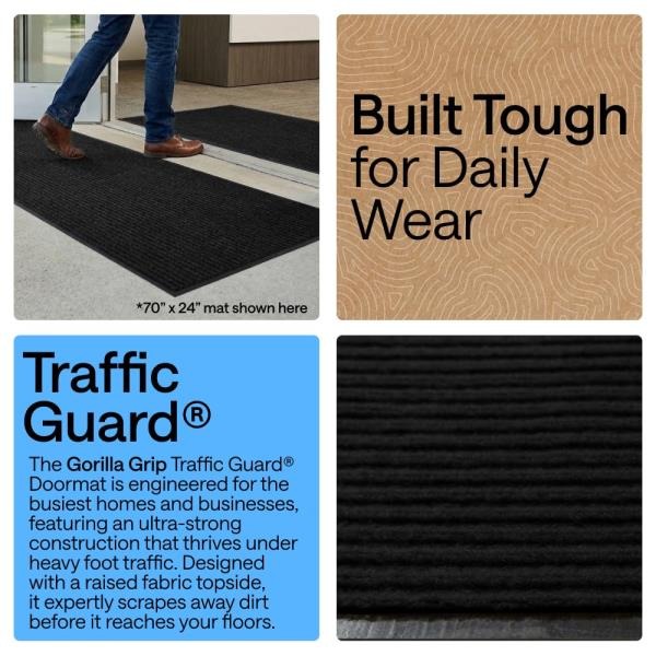 Traffic Guard Heavy Duty Indoor Outdoor Door Mat 72x48 Black Retail $55.00