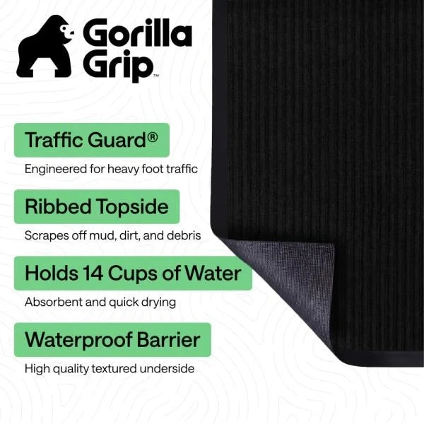 Traffic Guard Heavy Duty Indoor Outdoor Door Mat 72x48 Black Retail $55.00