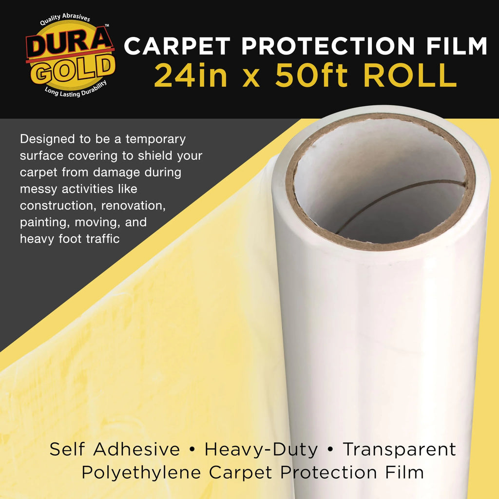 Carpet Protection Film 24-inch x 50-Foot Roll Clear Plastic Temporary Floor Protector Retail $25.00