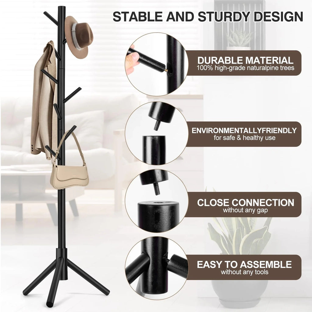Adjustable Height Black Coat Stand with 3 Prong Legs Retail $13.50