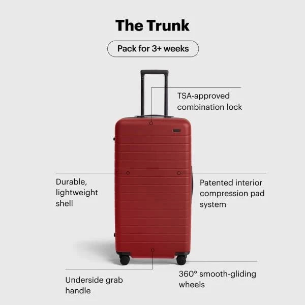 Away Large Trunk 31-Inch Hardside Spinner Suitcase Tango Red Retail $435.00