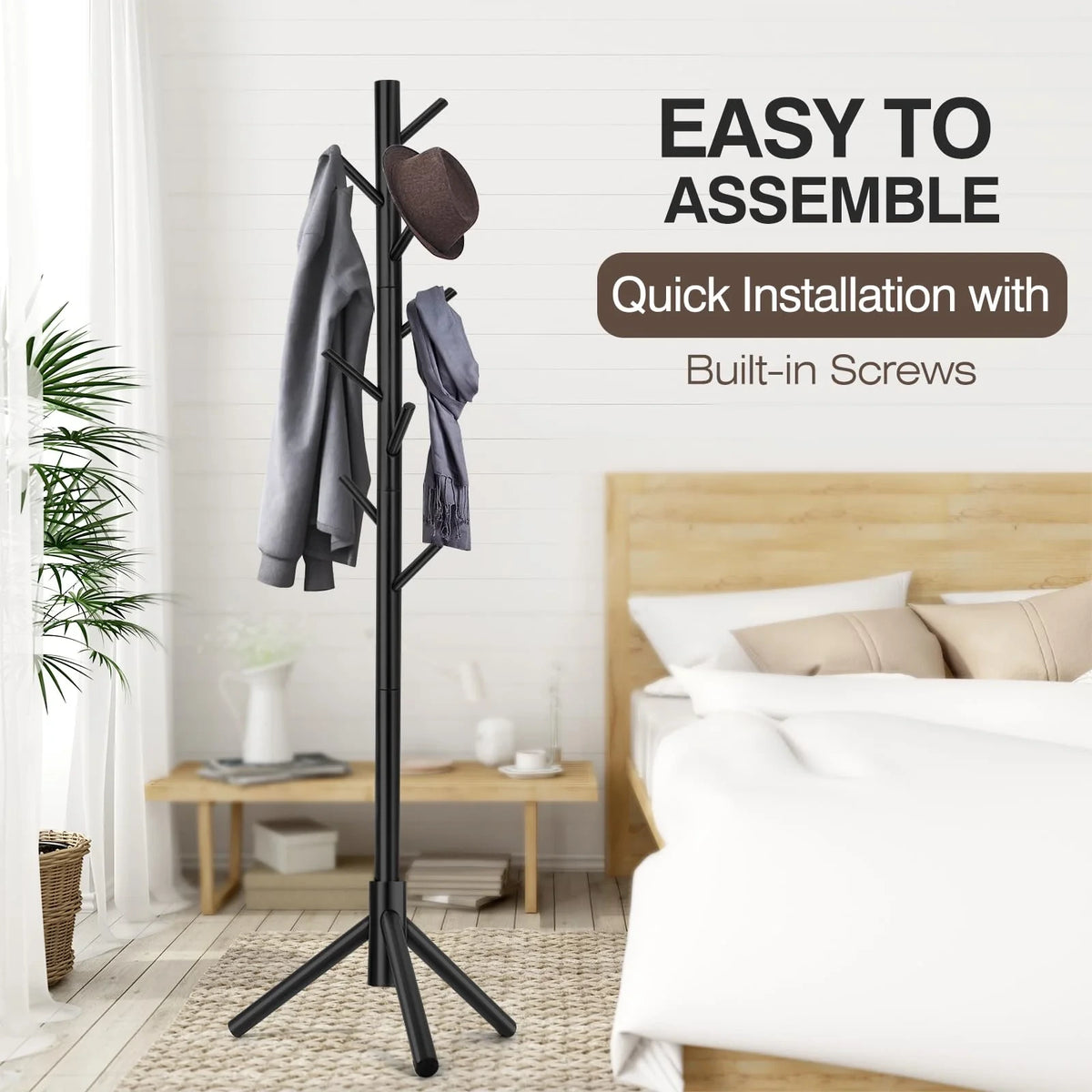 Adjustable Height Black Coat Stand with 3 Prong Legs Retail $13.50