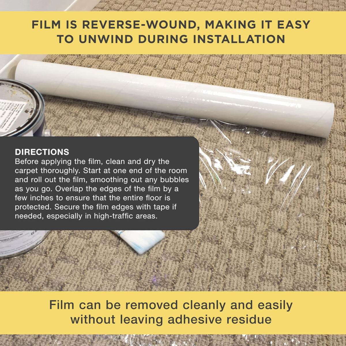 Carpet Protection Film 24-inch x 50-Foot Roll Clear Plastic Temporary Floor Protector Retail $25.00