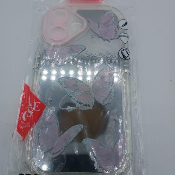 Clear Butterfly Phone Case for iPhone 16 Pink