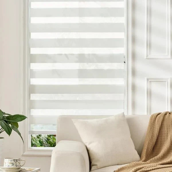 Zebra Roller Shades 36W x 72H White Dual-Layer Light Control Retail $49.00