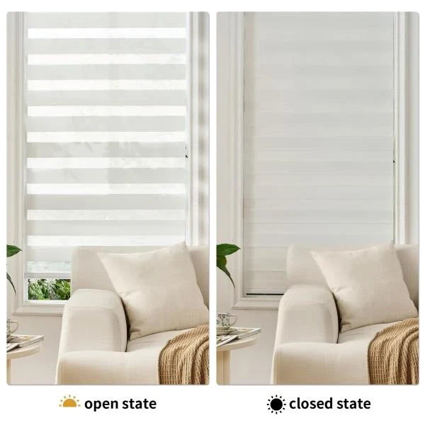 Zebra Roller Shades 36W x 72H White Dual-Layer Light Control Retail $49.00