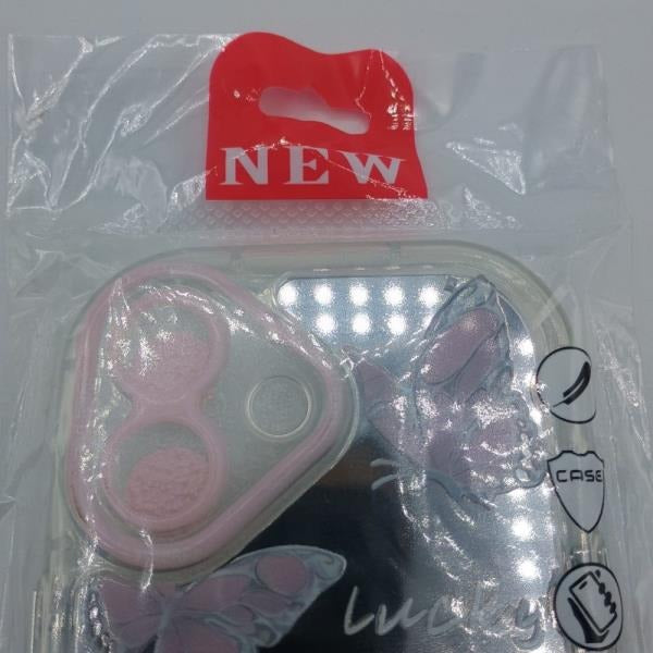 Clear Butterfly Phone Case for iPhone 16 Pink