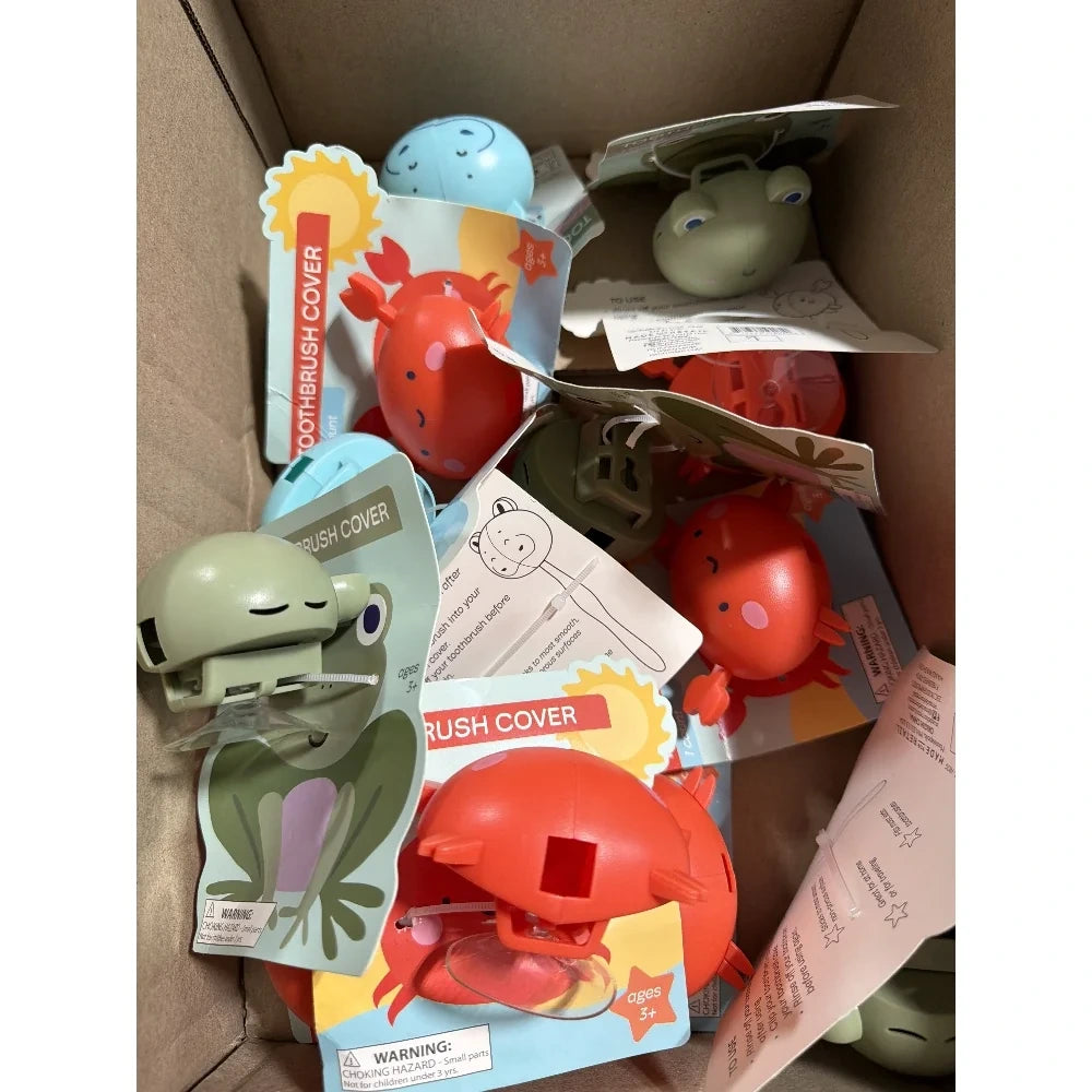 Red Crab Kids Bathroom Set with Toothbrush Covers Tube Squeezer and Topper
