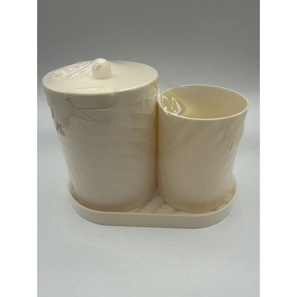 Beige Bathroom Accessory Vanity Organizer Set