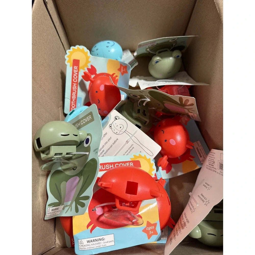 Red Crab Kids Bathroom Set with Toothbrush Covers Tube Squeezer and Topper
