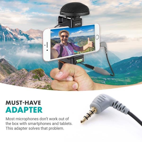 5mm TRS to TRRS Microphone Adapter for Smartphones and Tablets MC3