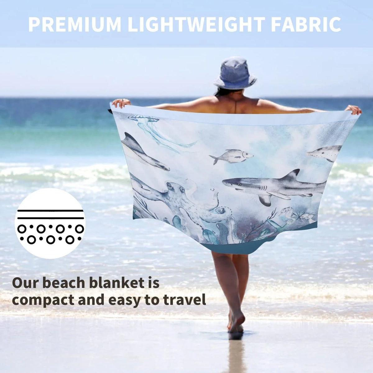 Blue-Sea Camping Blanket 7x7ft Sandproof Beach Mat