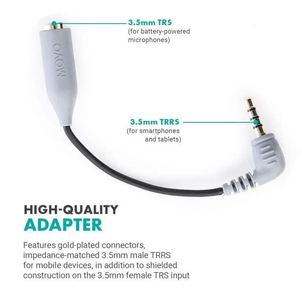 5mm TRS to TRRS Microphone Adapter for Smartphones and Tablets MC3