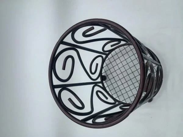 Decorative Metal Wire Scroll Utensil Holder Caddy Dark Brown