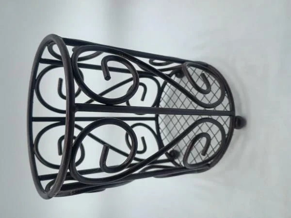 Decorative Metal Wire Scroll Utensil Holder Caddy Dark Brown