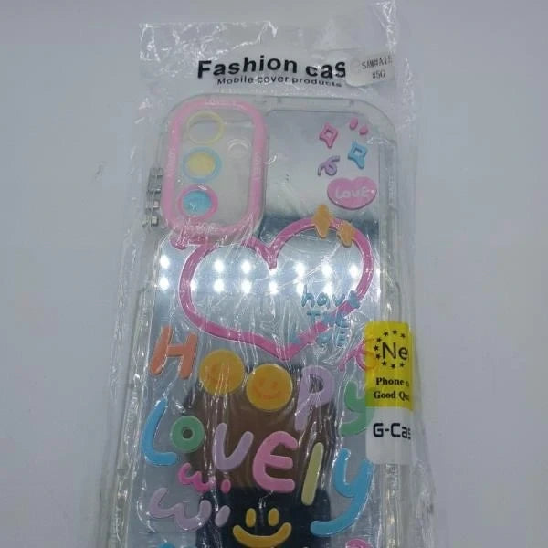 Samsung Galaxy A15 Fashion Case - Pink Heart  Smiley Design