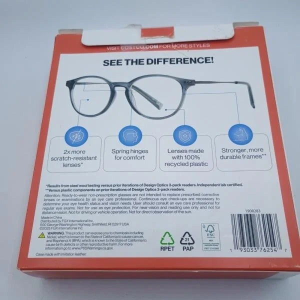 Foster Grant Design Optics 3-Pack Reading Glasses 3.00