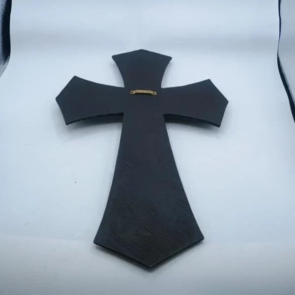 Decorative Cross with Faith Hope Love Home Engraved Turquoise Accents BrownTurquoise