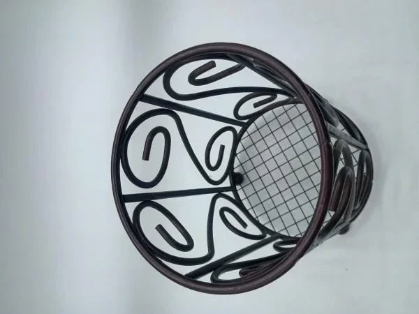 Decorative Metal Wire Scroll Utensil Holder Caddy Dark Brown