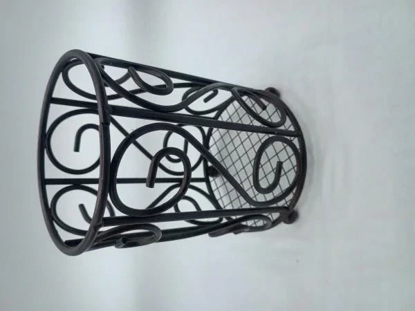 Decorative Metal Wire Scroll Utensil Holder Caddy Dark Brown