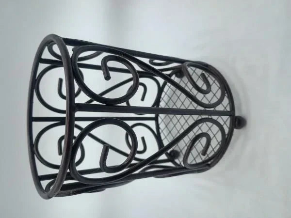 Decorative Metal Wire Scroll Utensil Holder Caddy Dark Brown