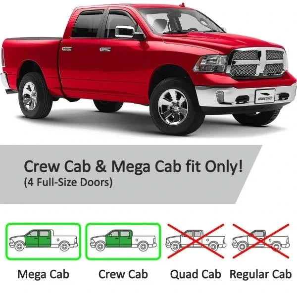 In-Channel Rain Guards for Dodge Ram 2009-2026 Crew and Mega Cab 4-Piece Set