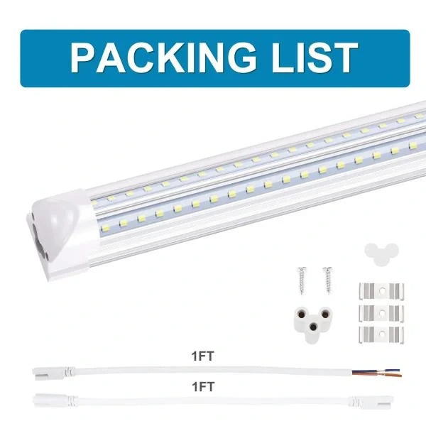 T8 Integrated LED Tube Lights 4ft V-Shape 36W 3600LM 6000K 6 Pack