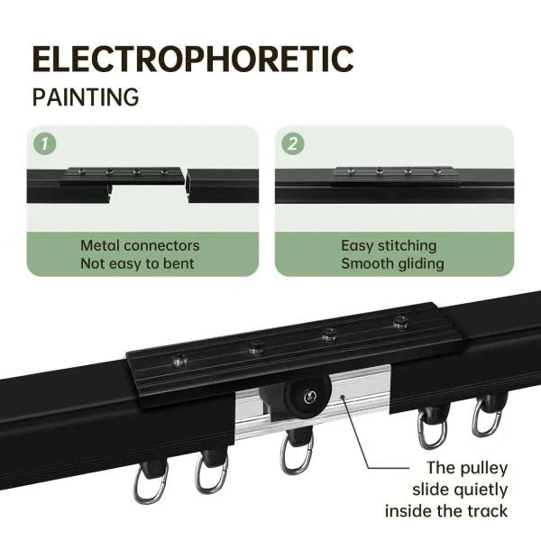 Ceiling Curtain Tracks 15FT Wall Mount Sliding Door Curtain Rails Room Divider Track with Hooks Black