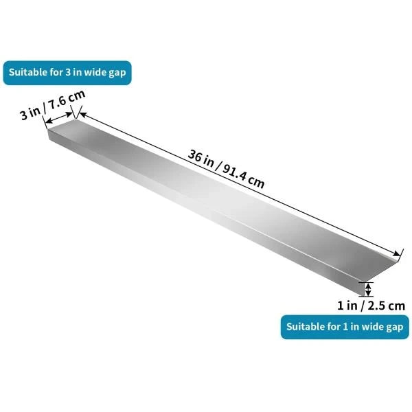 Stainless Steel Universal Gap Filler 36 x 3 x 1 Kitchen Appliance Gap Cover