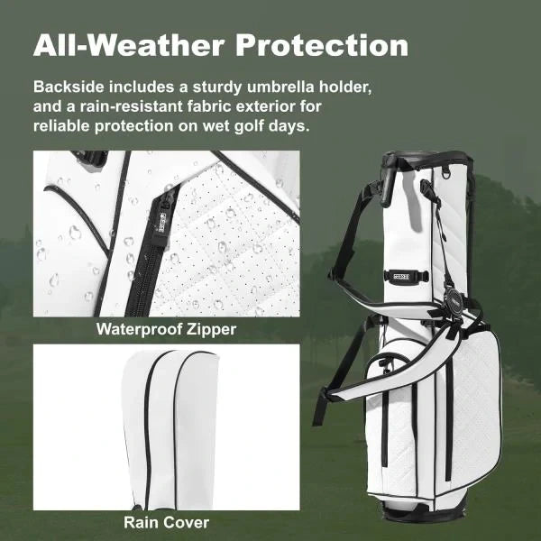 -Way Golf Stand Bag Premium PU Leather Lightweight Stand Bag