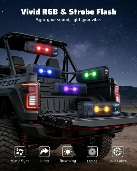 UTV Sound Bar Golf Cart Bluetooth Speaker with RGB Party Lights