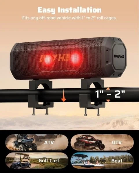 UTV Sound Bar Golf Cart Bluetooth Speaker with RGB Party Lights