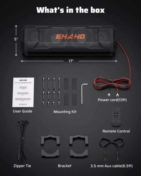 UTV Sound Bar Golf Cart Bluetooth Speaker with RGB Party Lights