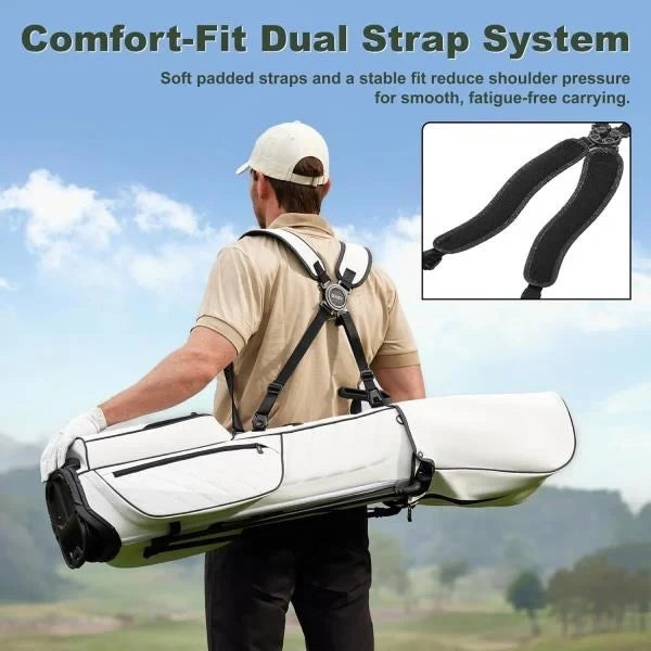 -Way Golf Stand Bag Premium PU Leather Lightweight Stand Bag