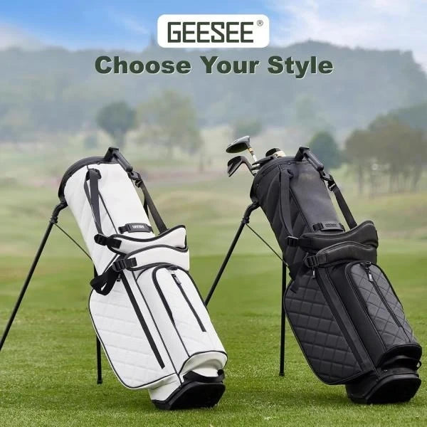 -Way Golf Stand Bag Premium PU Leather Lightweight Stand Bag
