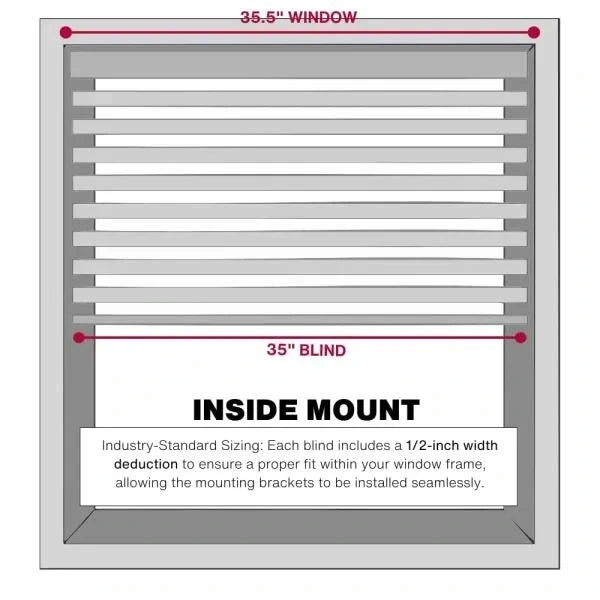 Cordless Mini Blind 1 Vinyl Slats 35.5 Wide x 60 Long White