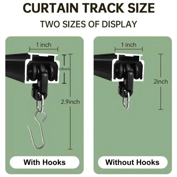 Ceiling Curtain Tracks 15FT Wall Mount Sliding Door Curtain Rails Room Divider Track with Hooks Black