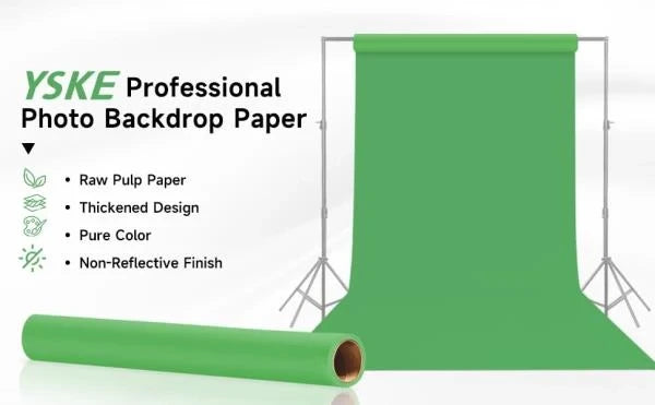 Seamless Bright Green Paper Backdrop Roll for Photography 53 x 16.4