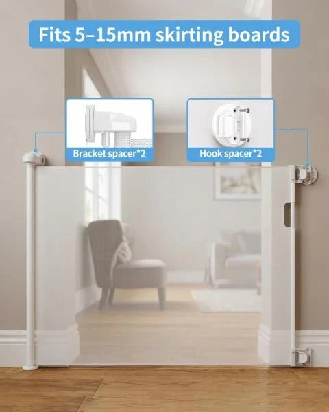 Retractable Baby Gate for Doorways and Stairs Mesh Safety Gate 33.6 Tall Expands to 55 Wide
