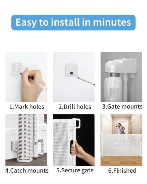 Retractable Baby Gate for Doorways and Stairs Mesh Safety Gate 33.6 Tall Expands to 55 Wide