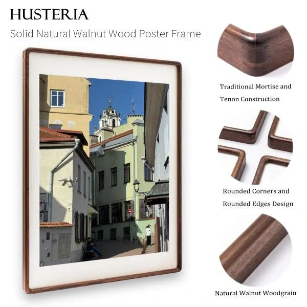 x24 Walnut Picture Frame Solid Wooden Poster Frame
