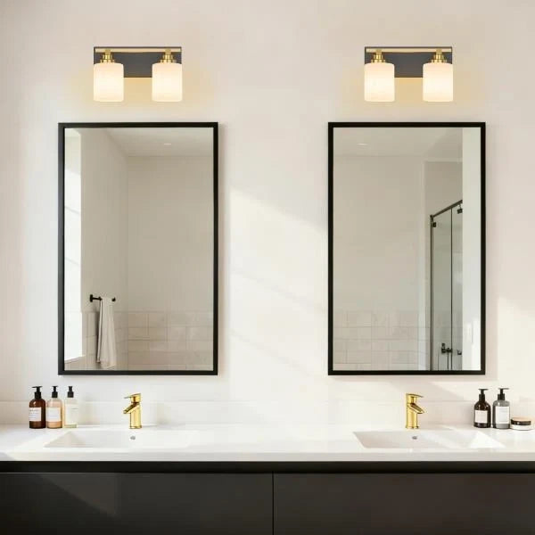 -Light Black and Gold Vanity Light Fixture for Bathroom