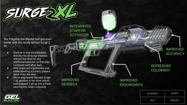 Gel Blaster Surge XL 2 Toy Foam Blaster with Starfire Glow Activator and Water Bead Ammo