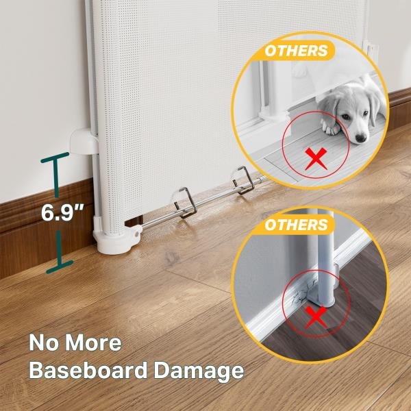 Retractable Baby Gate for Stairs and Doorways 37-55 Inch White