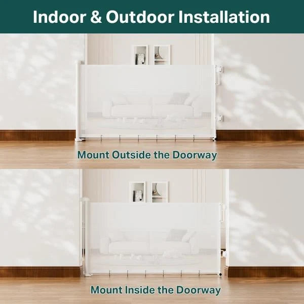 Retractable Baby Gate for Stairs and Doorways 37-55 Inch White